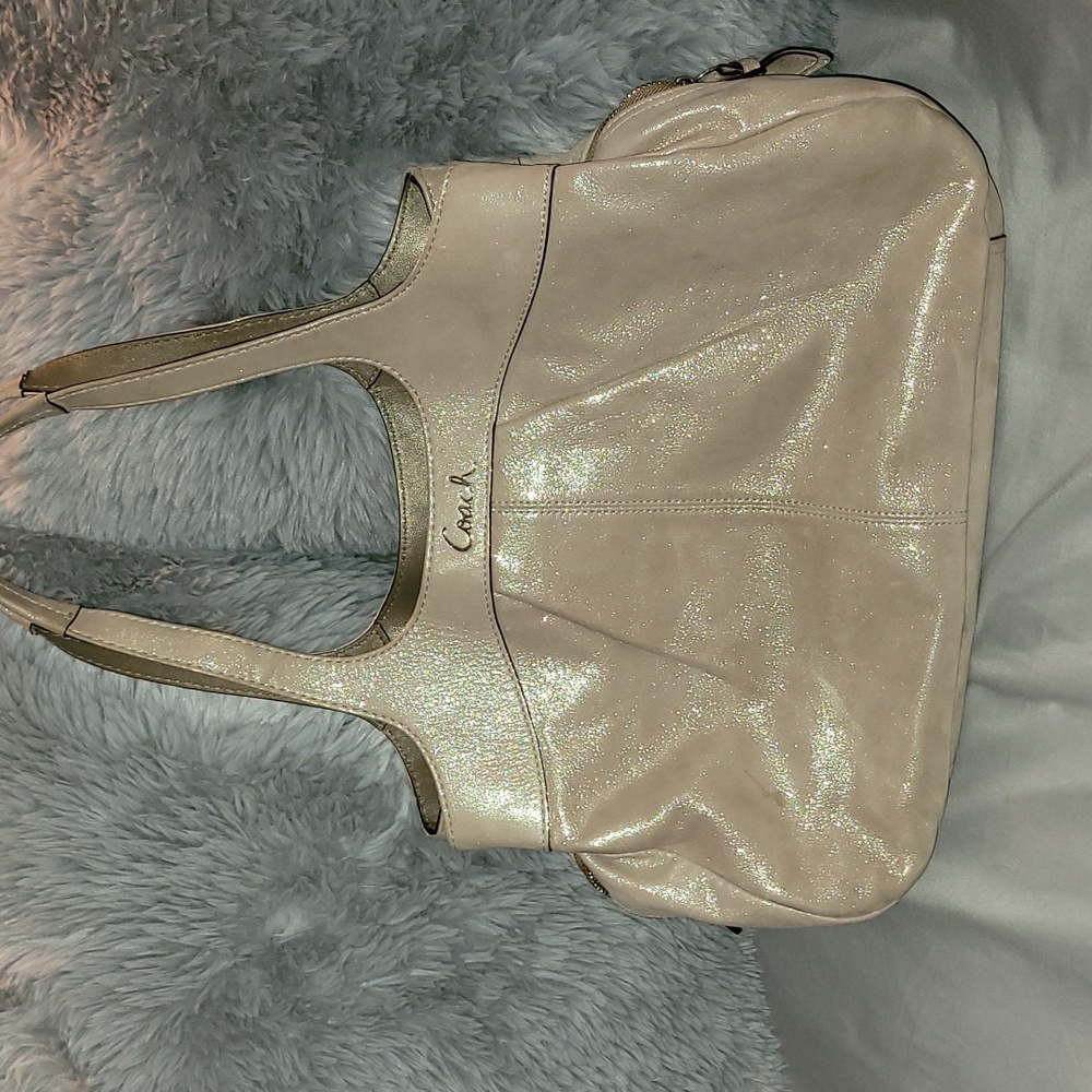 COACH SPARKLING SUEDE OUTSIDE PINK INTERIOR